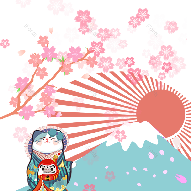 装饰图片,蓝色元素,日本风PNG,日本免抠素材